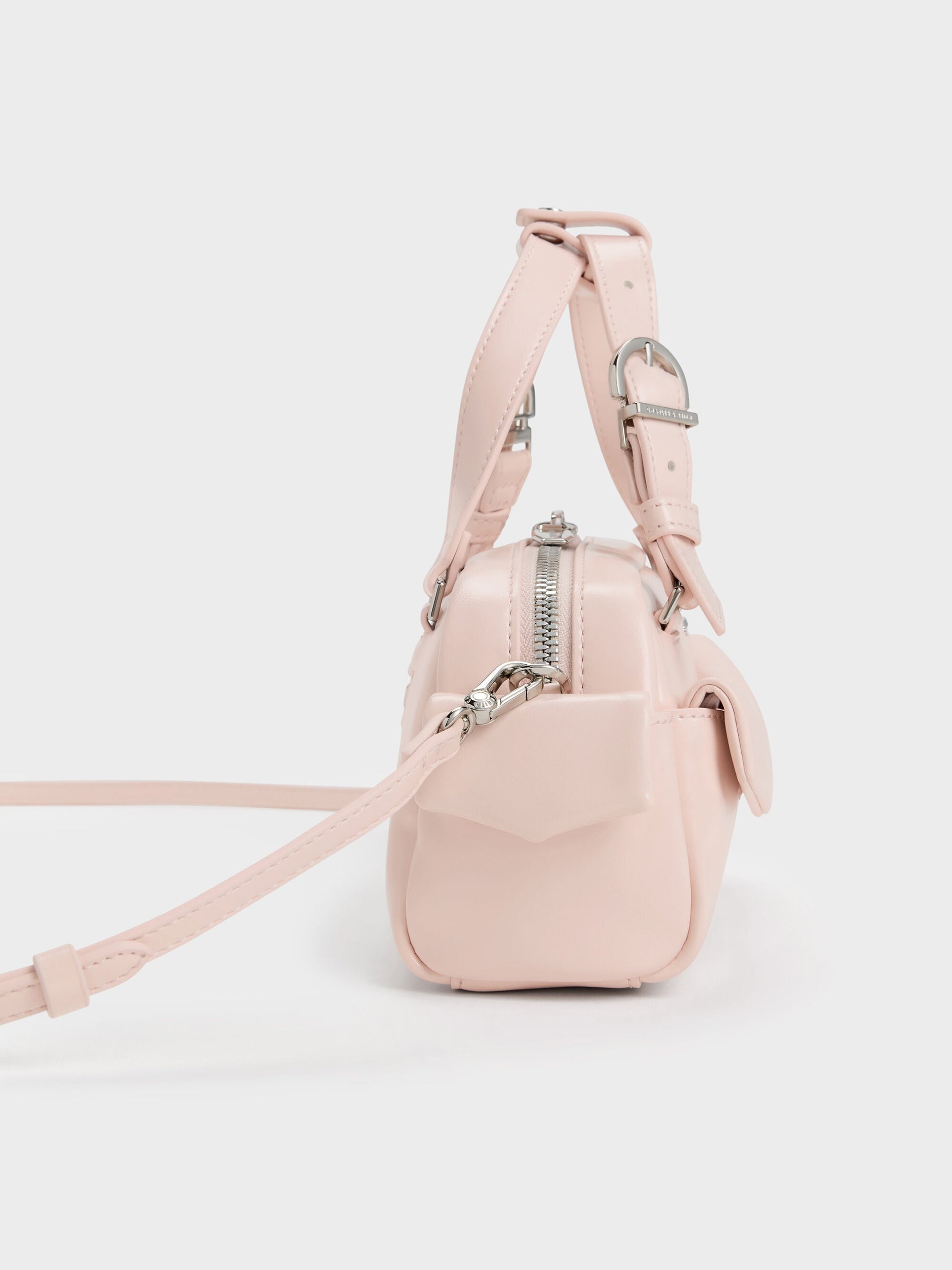 Rachel Multi-Pocket Bowling Bag - Soft Pink | CHARLES & KEITH