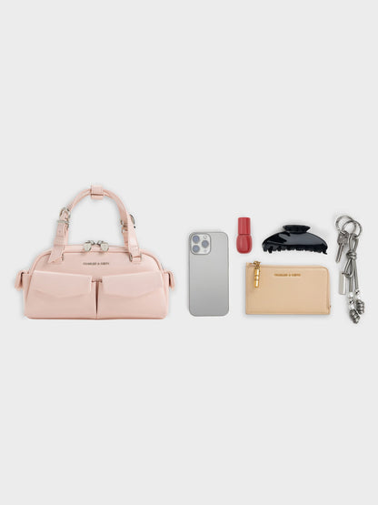 Rachel Multi-Pocket Bowling Bag - Soft Pink | CHARLES & KEITH
