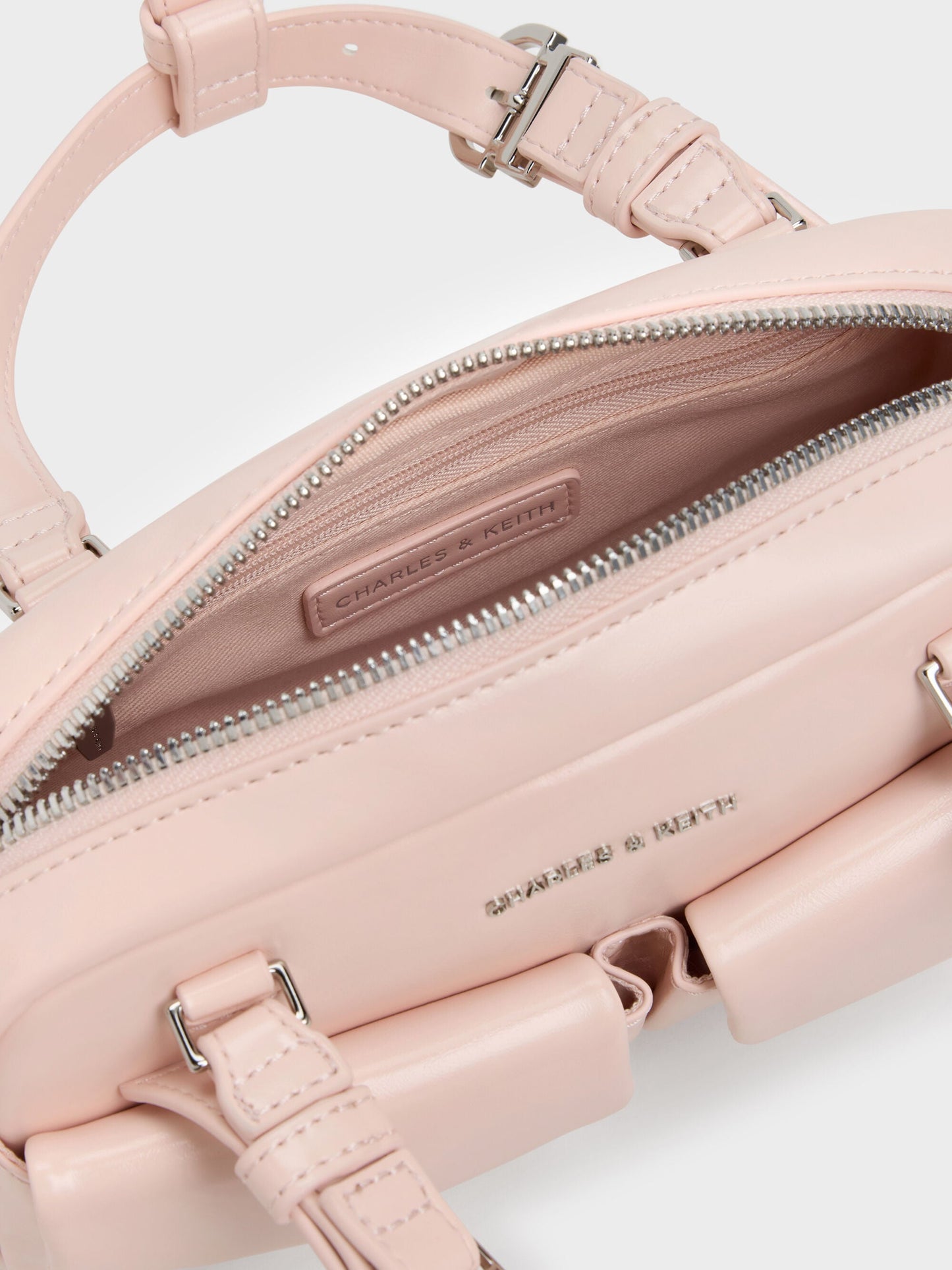 Rachel Multi-Pocket Bowling Bag - Soft Pink | CHARLES & KEITH