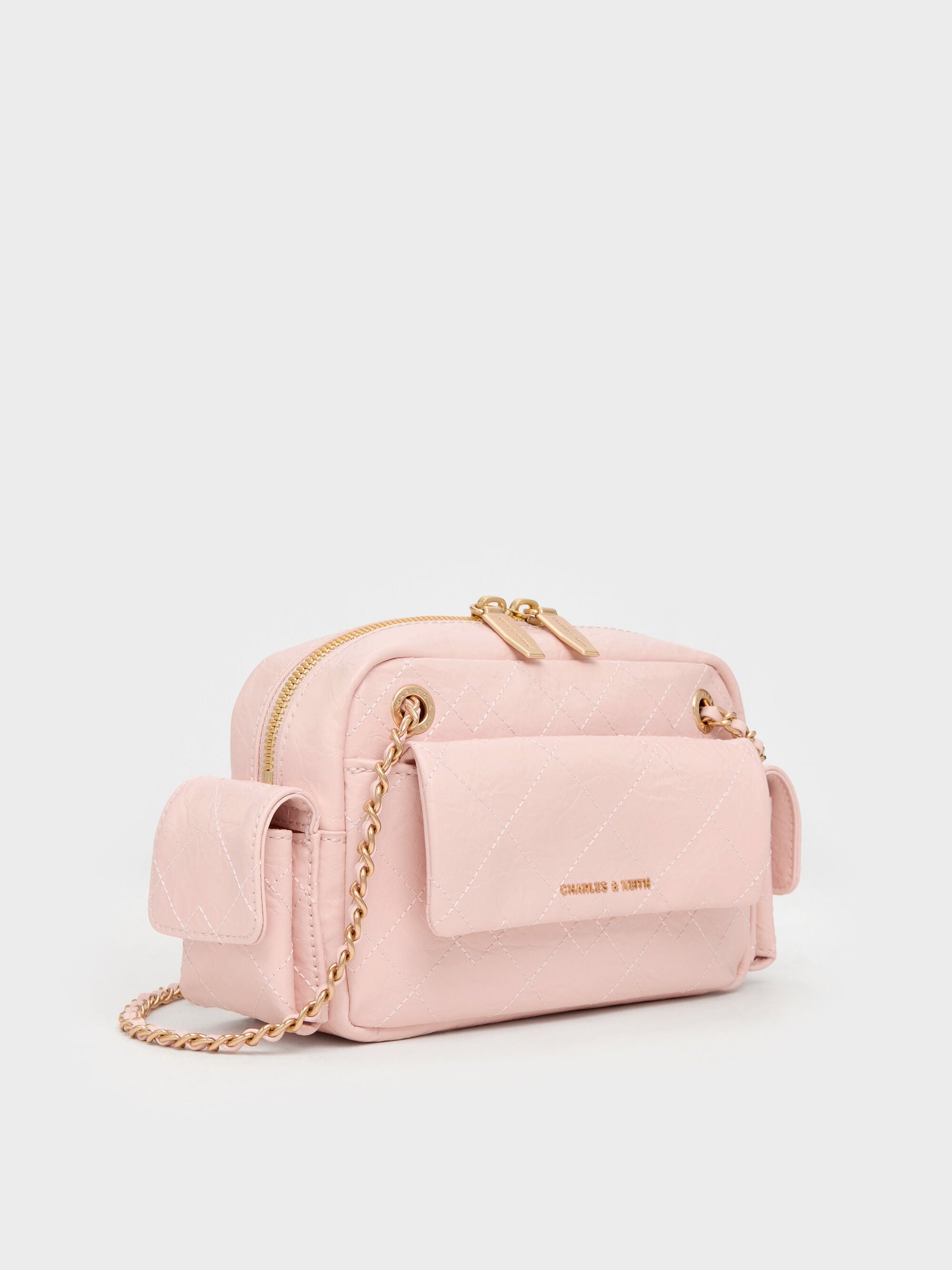 Duo Quilted Crossbody Bag - Soft Pink | CHARLES & KEITH