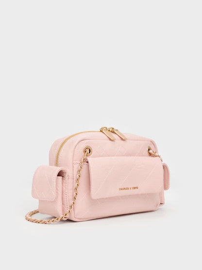 Duo Quilted Crossbody Bag - Soft Pink | CHARLES & KEITH