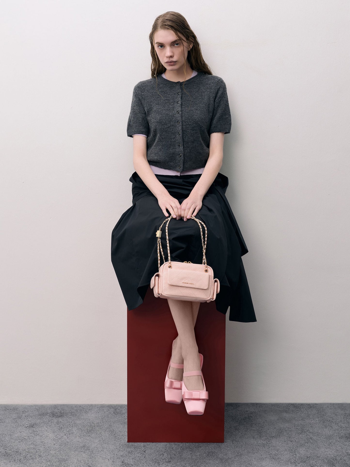 Duo Quilted Crossbody Bag - Soft Pink | CHARLES & KEITH