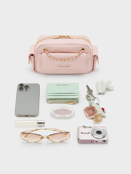 Duo Quilted Crossbody Bag - Soft Pink | CHARLES & KEITH
