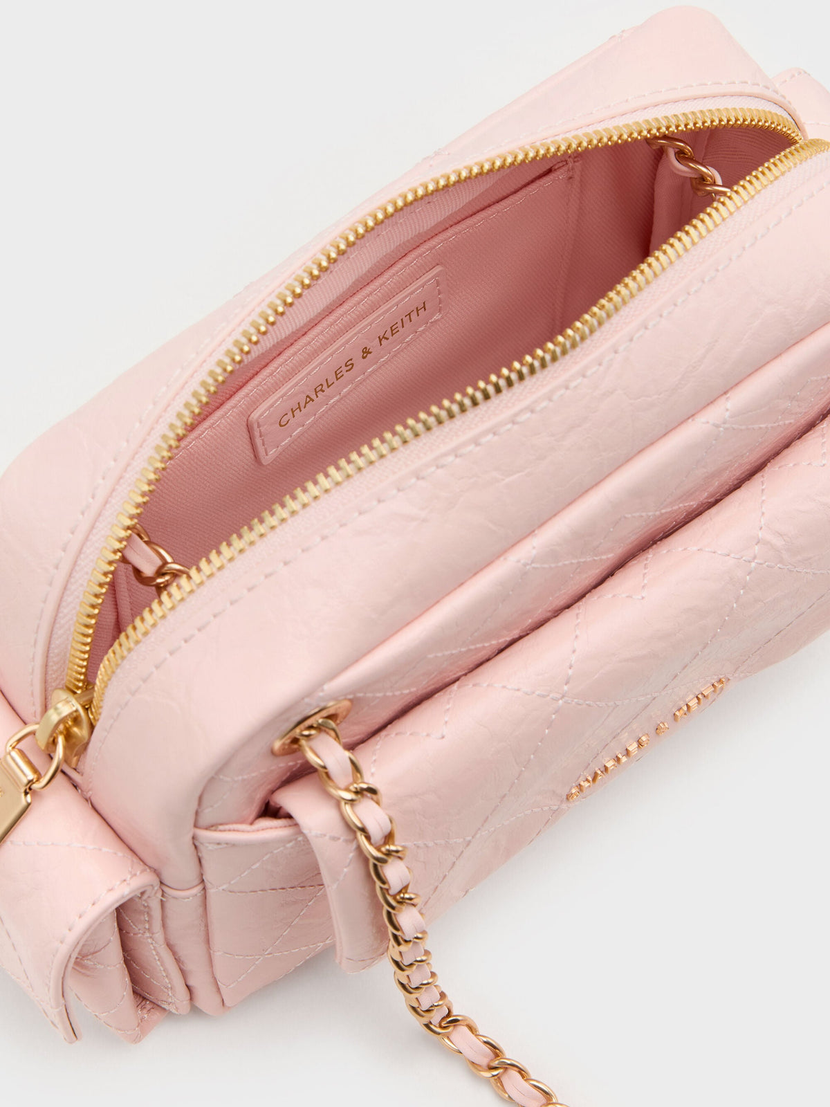 Duo Quilted Crossbody Bag - Soft Pink | CHARLES & KEITH