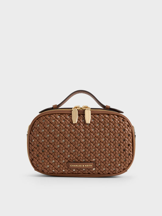 Azure Woven Crossbody Bag - Chocolate | CHARLES & KEITH