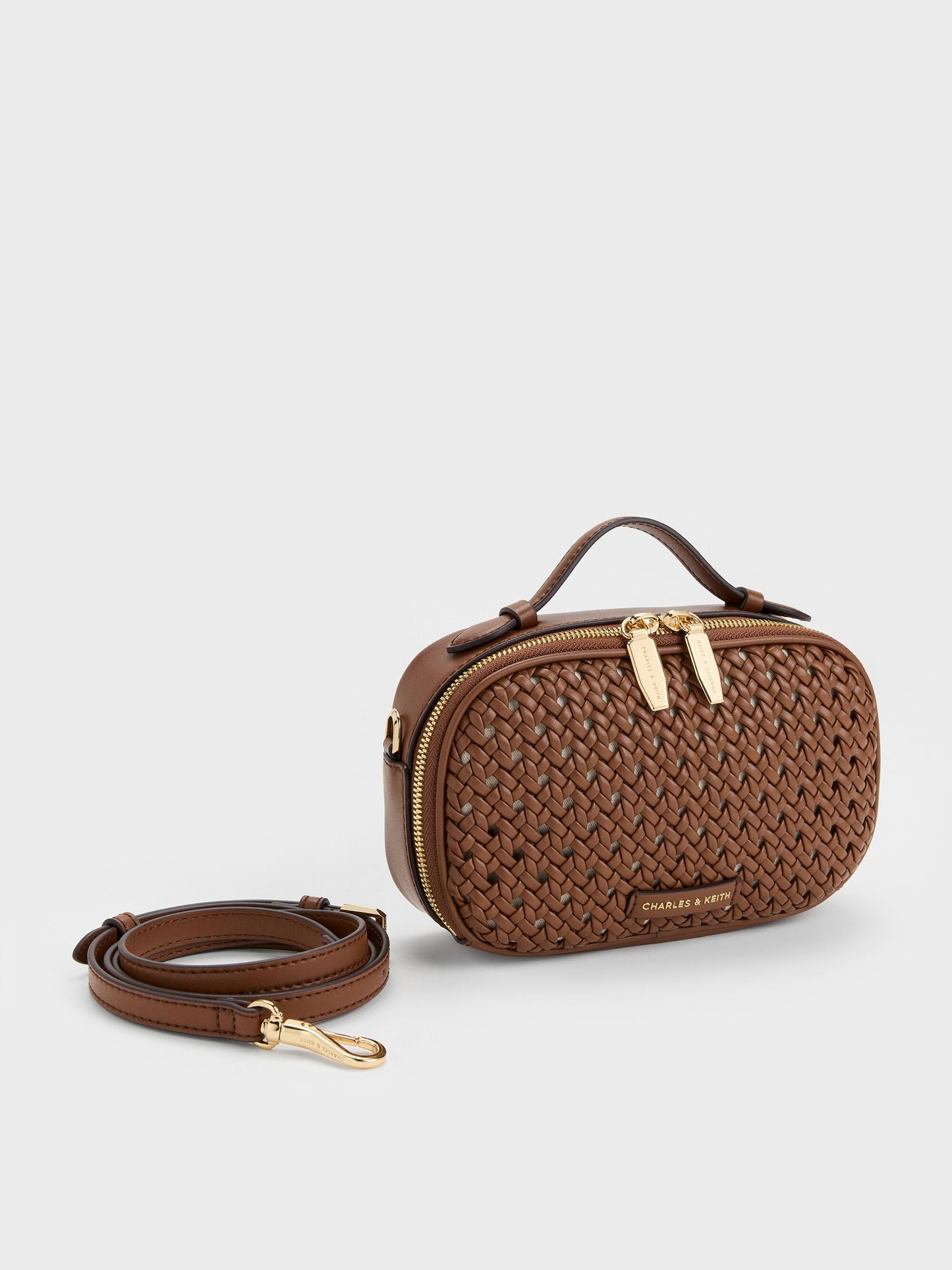 Azure Woven Crossbody Bag - Chocolate | CHARLES & KEITH