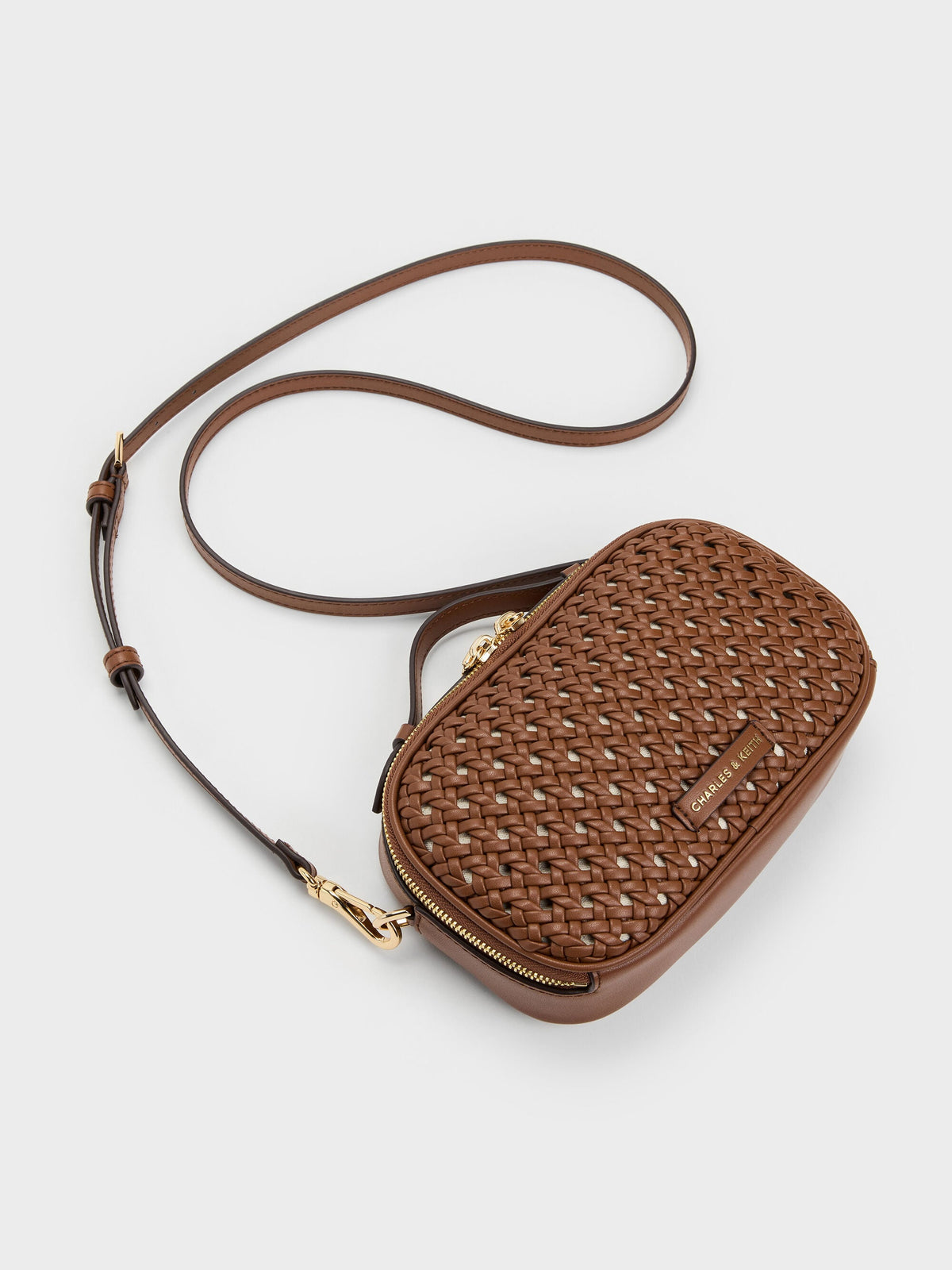 Azure Woven Crossbody Bag - Chocolate | CHARLES & KEITH