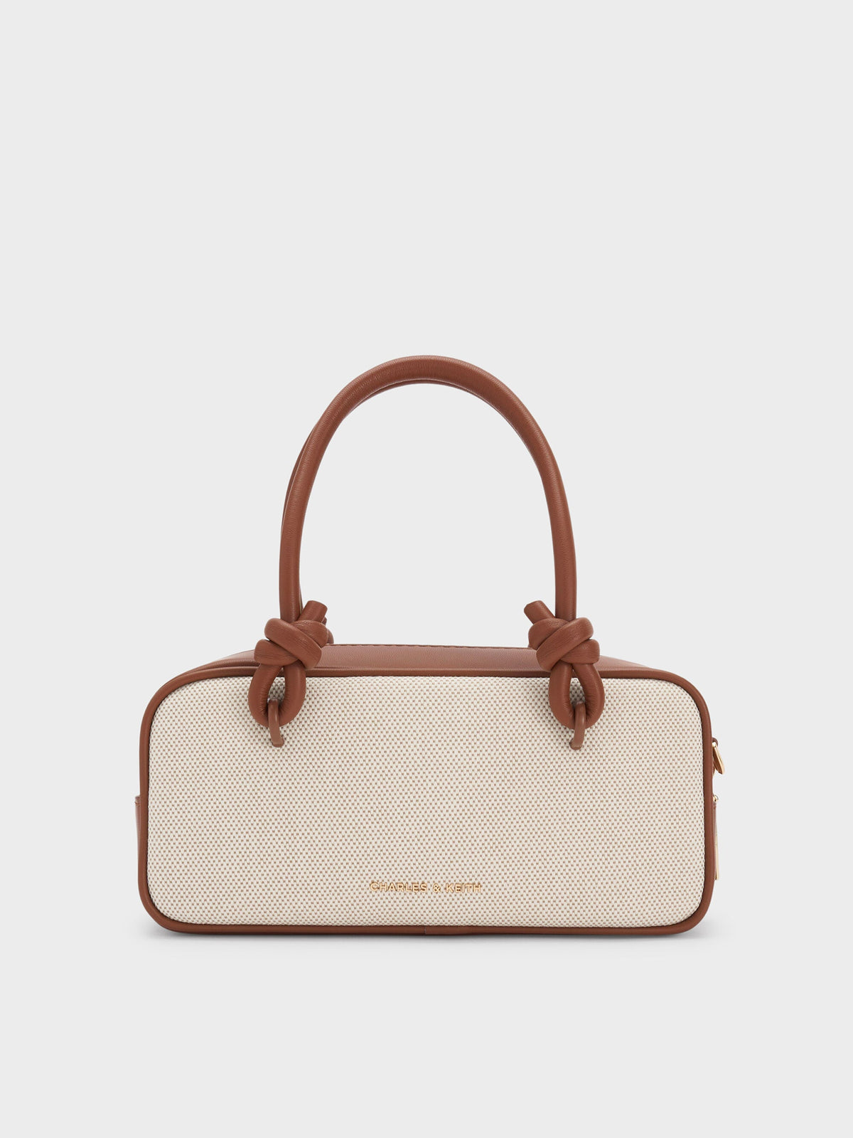 Sammie Canvas Knotted-Handle Boxy Bag - Taupe Canvas | CHARLES & KEITH
