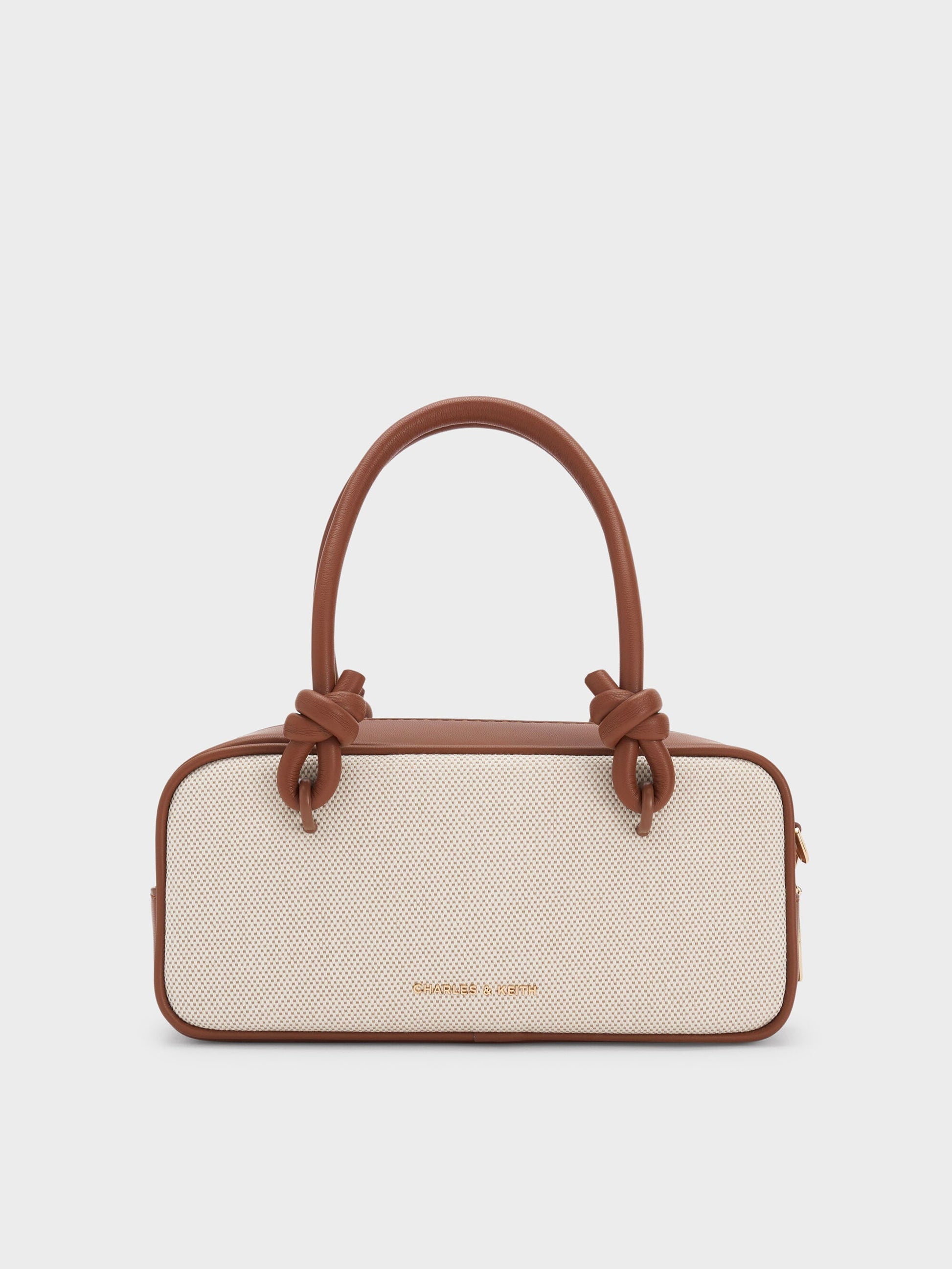 Sammie Canvas Knotted-Handle Boxy Bag - Taupe Canvas | CHARLES & KEITH