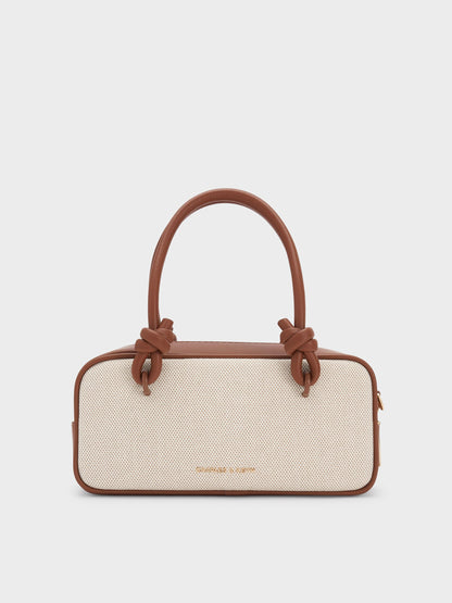 Sammie Canvas Knotted-Handle Boxy Bag - Taupe Canvas | CHARLES & KEITH