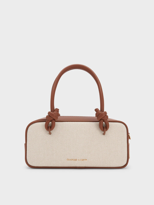 Sammie Canvas Knotted-Handle Boxy Bag - Taupe Canvas | CHARLES & KEITH