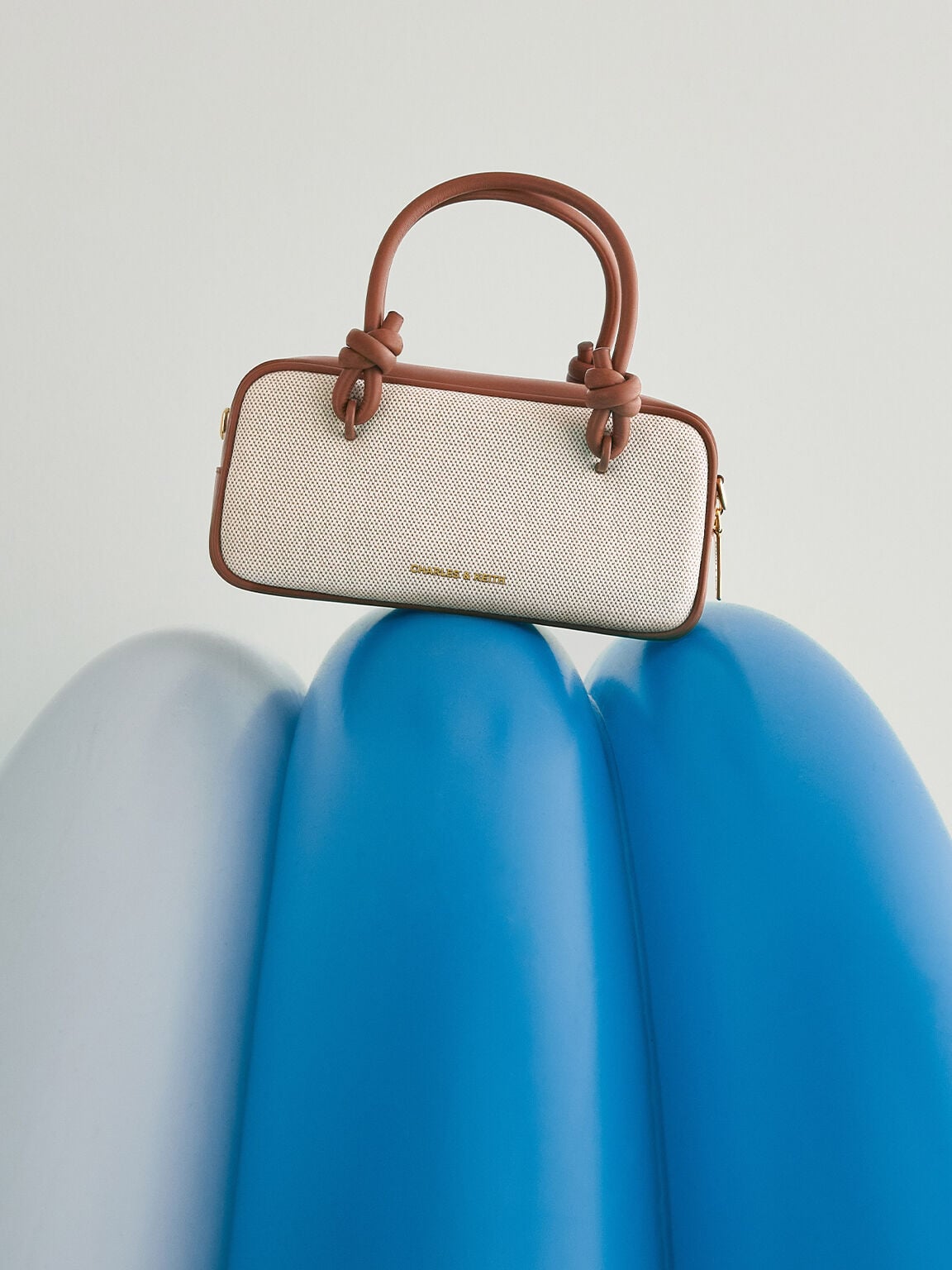Sammie Canvas Knotted-Handle Boxy Bag - Taupe Canvas | CHARLES & KEITH