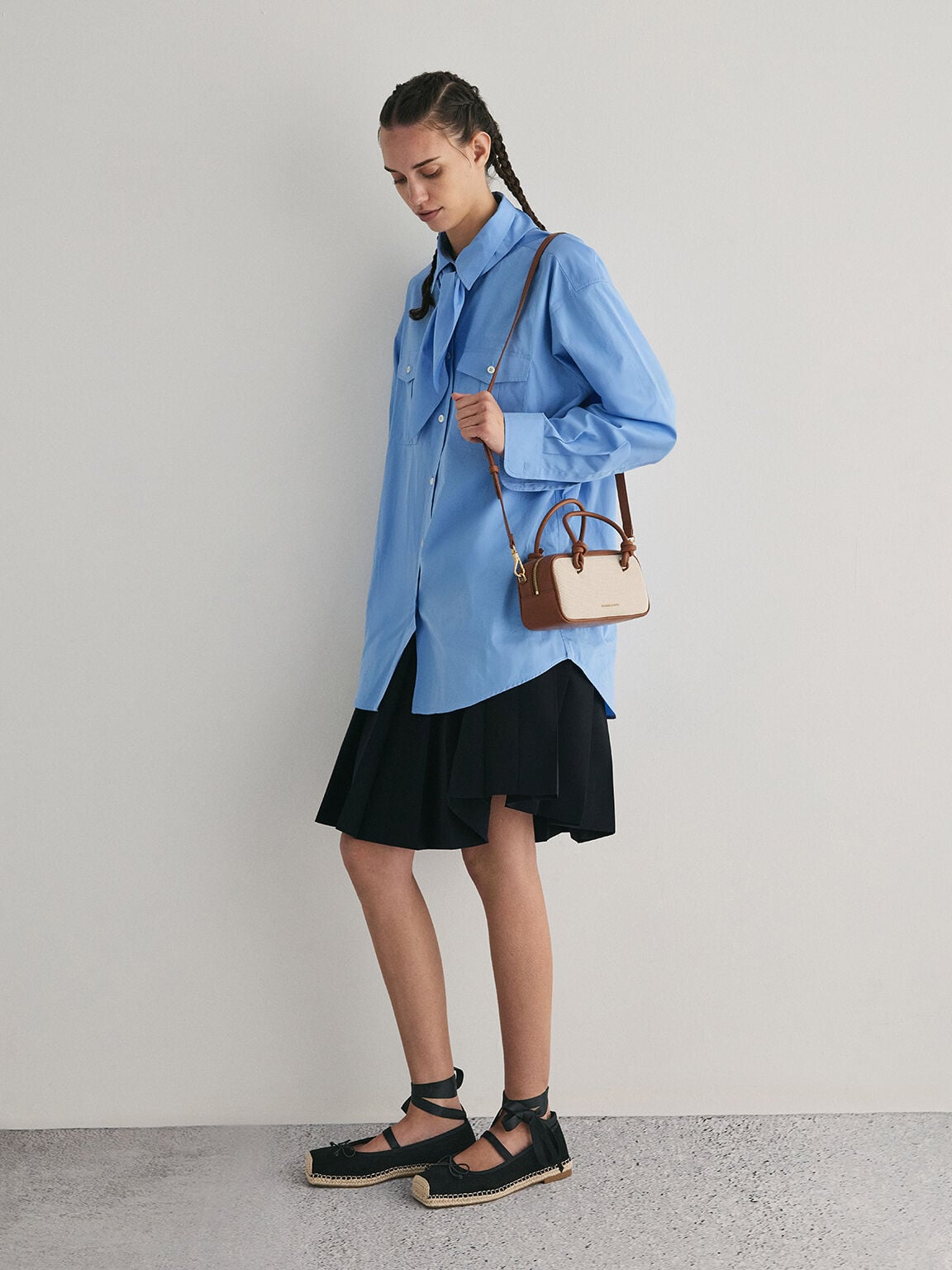 Sammie Canvas Knotted-Handle Boxy Bag - Taupe Canvas | CHARLES & KEITH