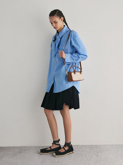 Sammie Canvas Knotted-Handle Boxy Bag - Taupe Canvas | CHARLES & KEITH