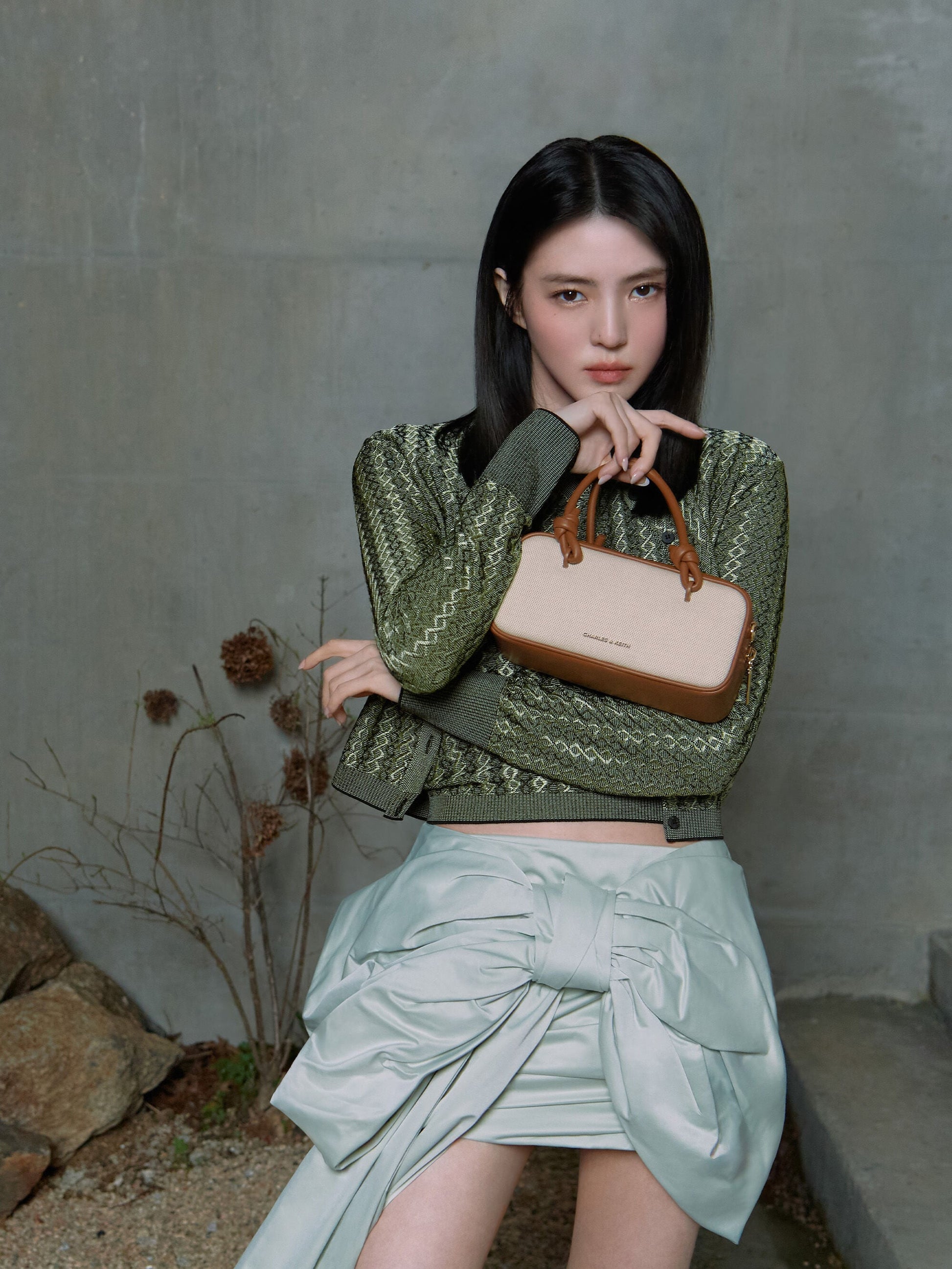 Sammie Canvas Knotted-Handle Boxy Bag - Taupe Canvas | CHARLES & KEITH
