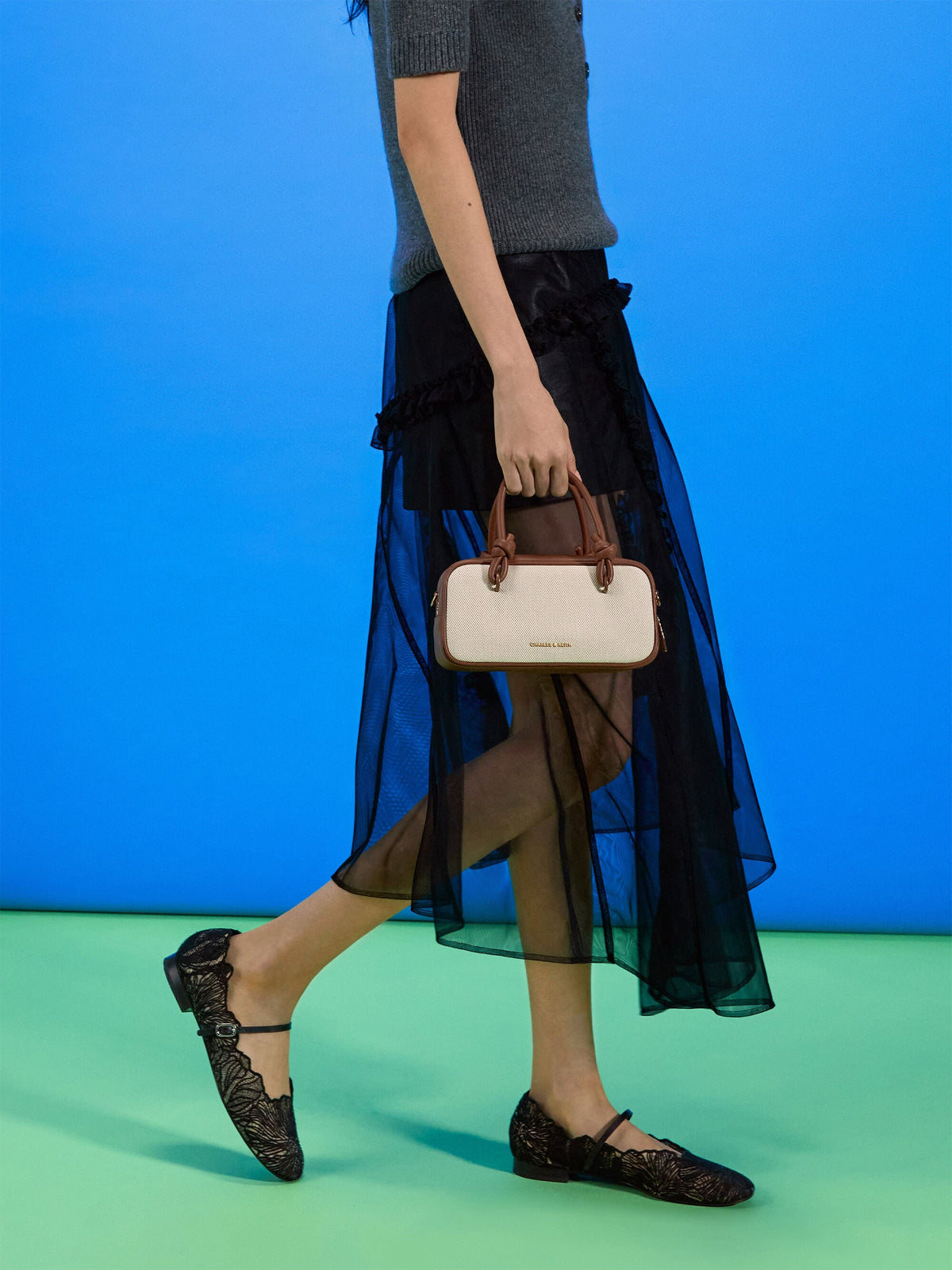 Sammie Canvas Knotted-Handle Boxy Bag - Taupe Canvas | CHARLES & KEITH