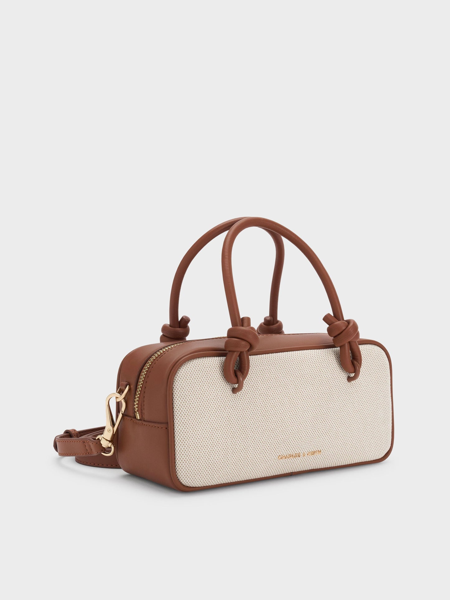 Sammie Canvas Knotted-Handle Boxy Bag - Taupe Canvas | CHARLES & KEITH