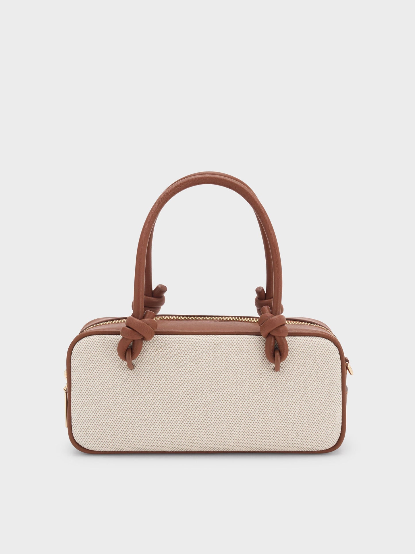 Sammie Canvas Knotted-Handle Boxy Bag - Taupe Canvas | CHARLES & KEITH