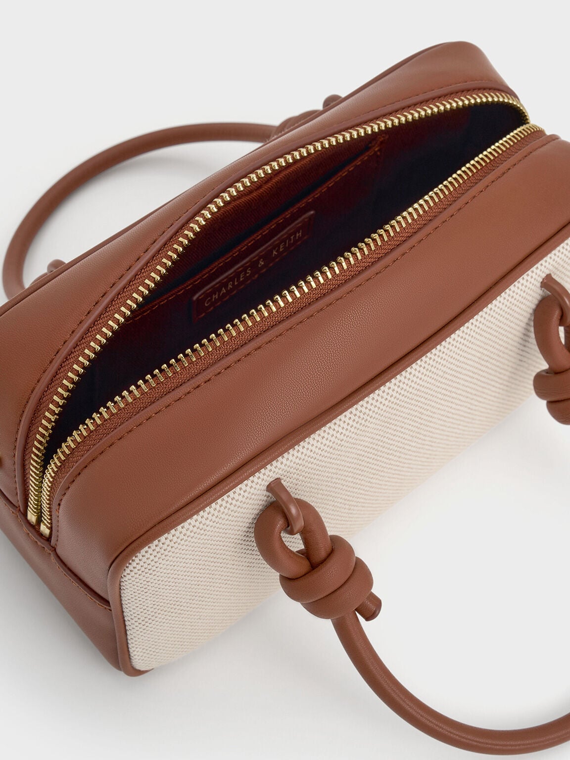 Sammie Canvas Knotted-Handle Boxy Bag - Taupe Canvas | CHARLES & KEITH