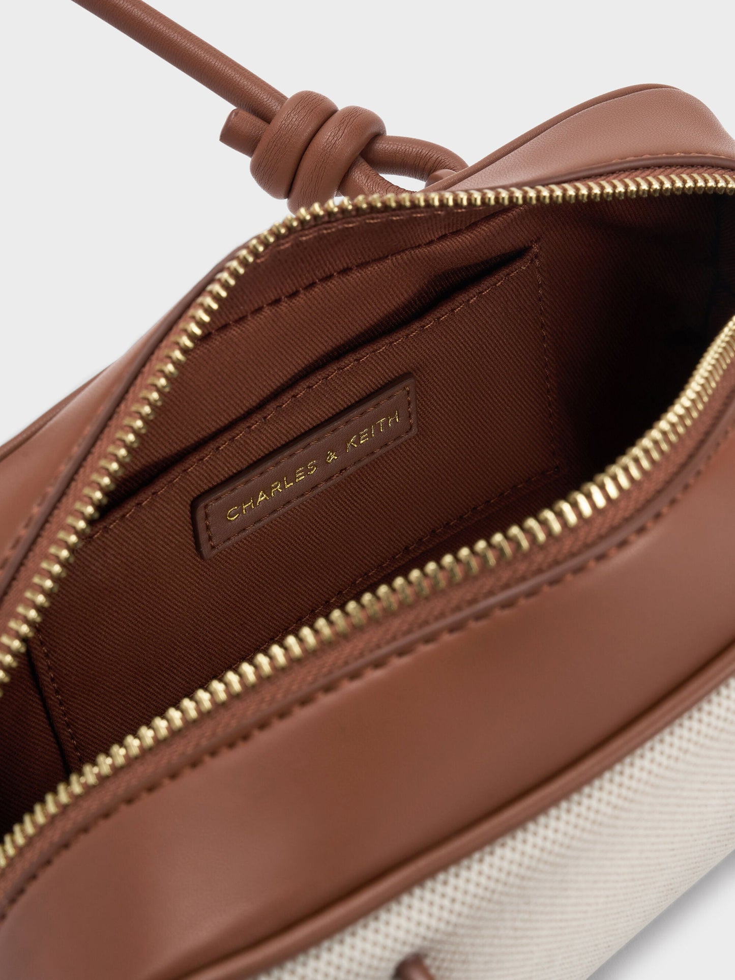 Sammie Canvas Knotted-Handle Boxy Bag - Taupe Canvas | CHARLES & KEITH