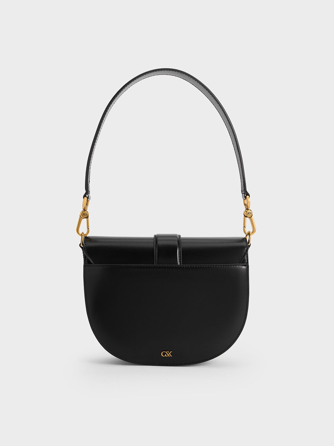 Gabine Leather Saddle Bag - Black | CHARLES & KEITH