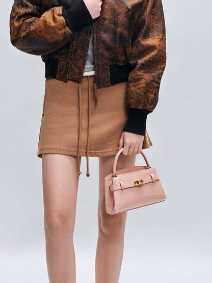 Aubrielle Croc-Effect Belted Top Handle Bag - Light Pink | CHARLES & KEITH