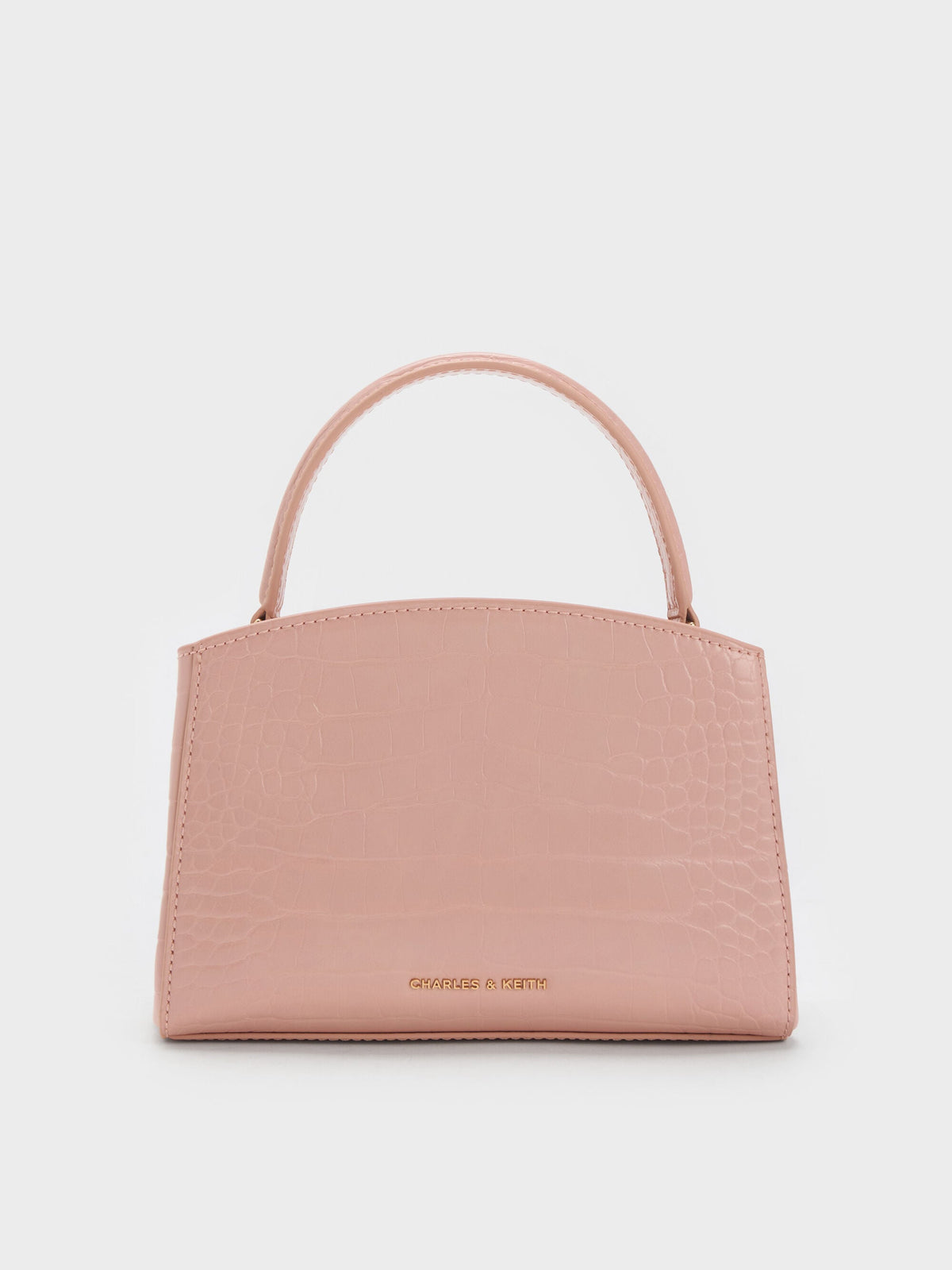 Aubrielle Croc-Effect Belted Top Handle Bag - Light Pink | CHARLES & KEITH