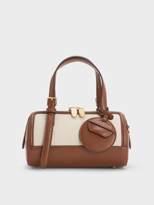 Enola Canvas Bowling Bag - Chocolate | CHARLES & KEITH
