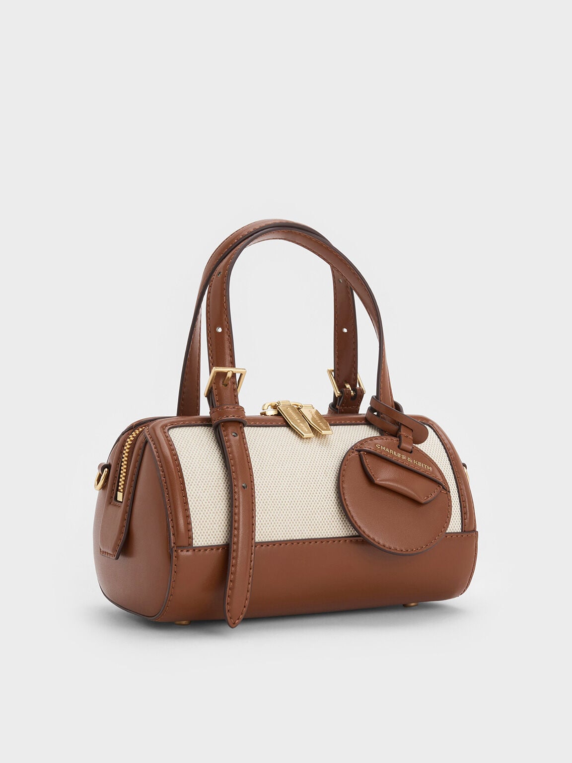 Enola Canvas Bowling Bag - Chocolate | CHARLES & KEITH