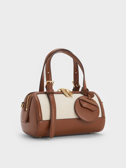 Enola Canvas Bowling Bag - Chocolate | CHARLES & KEITH