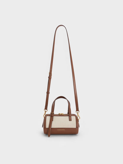 Enola Canvas Bowling Bag - Chocolate | CHARLES & KEITH