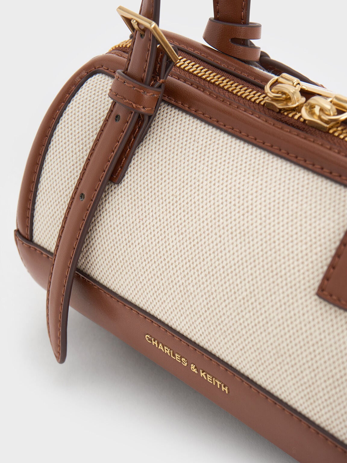 Enola Canvas Bowling Bag - Chocolate | CHARLES & KEITH