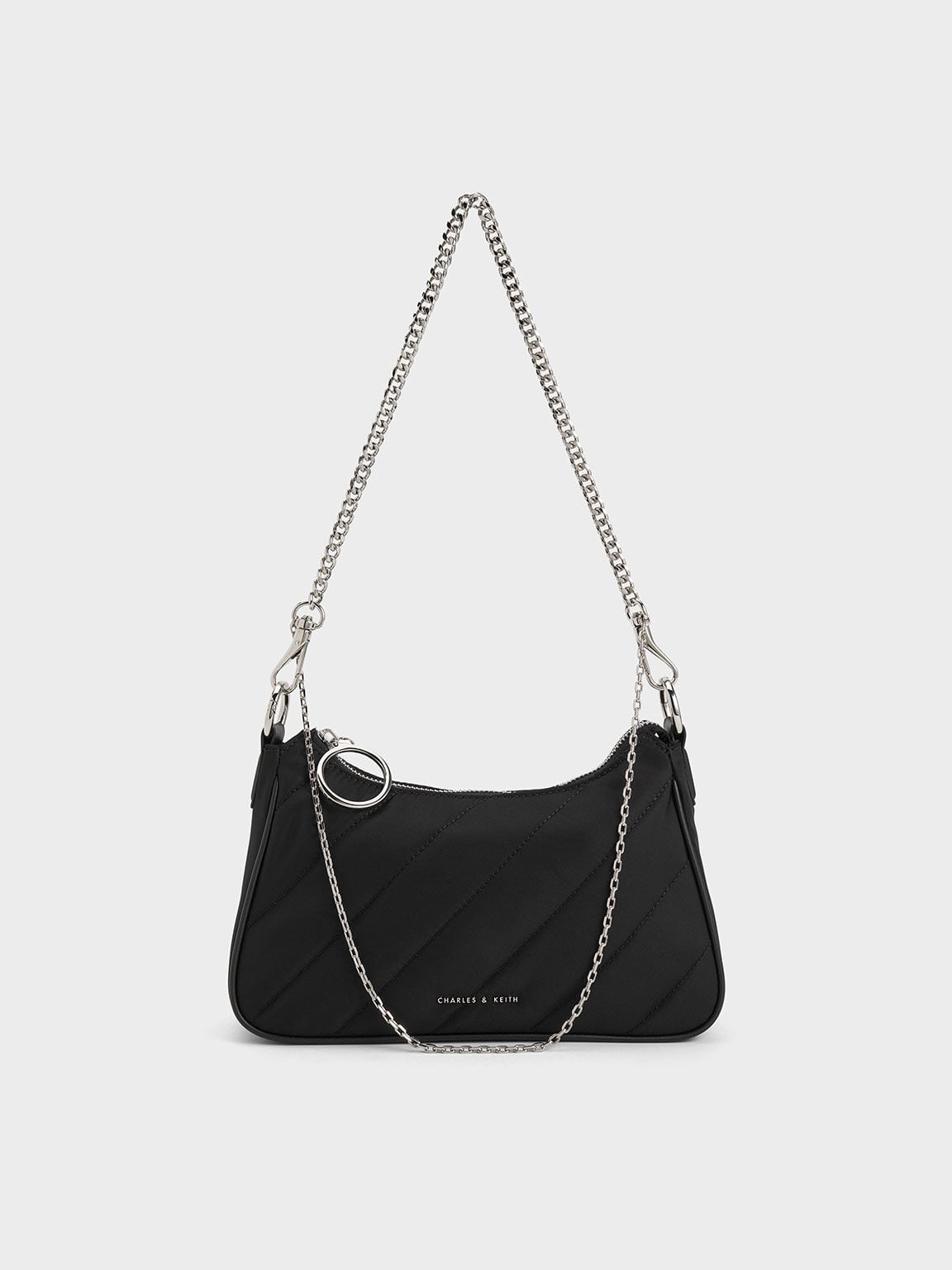 Philomena Nylon Puffy Chain-Strap Crossbody Bag - Noir | CHARLES & KEITH