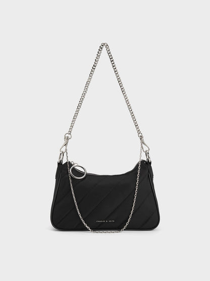 Philomena Nylon Puffy Chain-Strap Crossbody Bag - Noir | CHARLES & KEITH