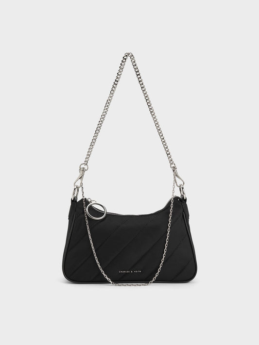 Philomena Nylon Puffy Chain-Strap Crossbody Bag - Noir | CHARLES & KEITH