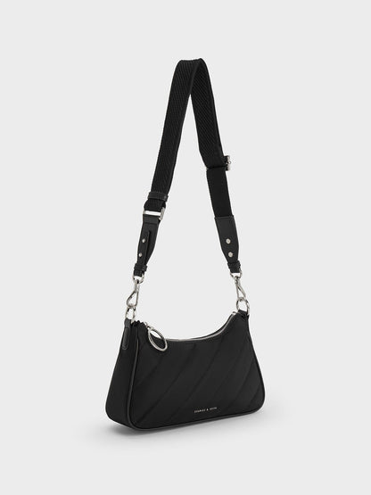 Philomena Nylon Puffy Chain-Strap Crossbody Bag - Noir | CHARLES & KEITH
