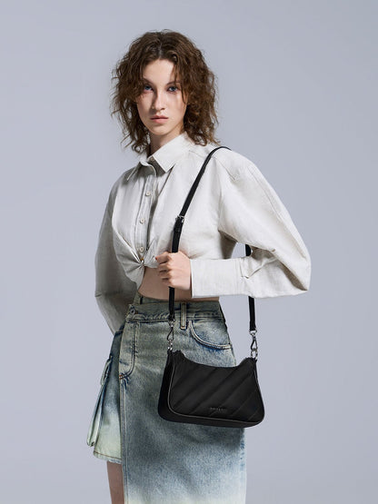 Philomena Nylon Puffy Chain-Strap Crossbody Bag - Noir | CHARLES & KEITH