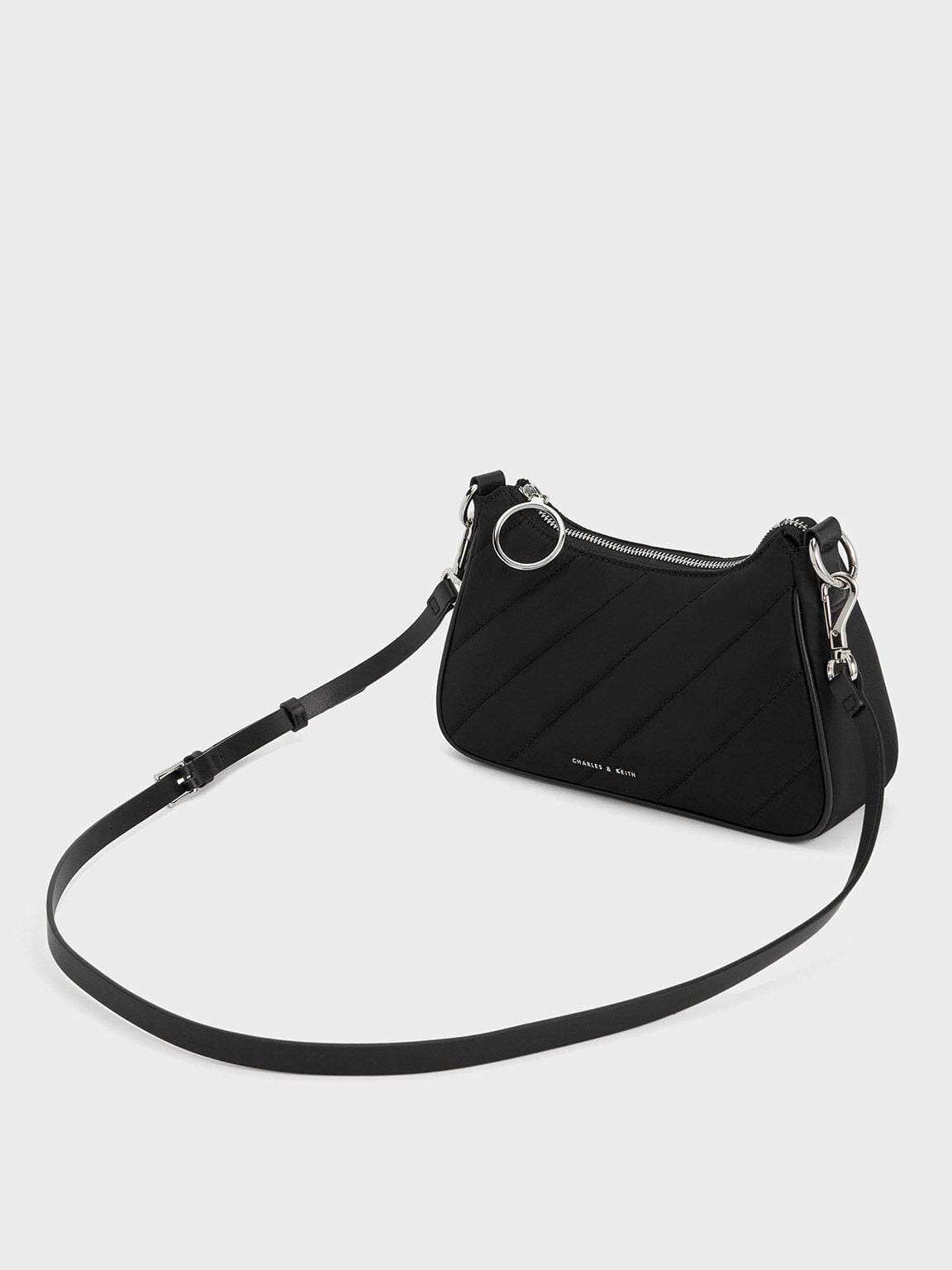 Philomena Nylon Puffy Chain-Strap Crossbody Bag - Noir | CHARLES & KEITH