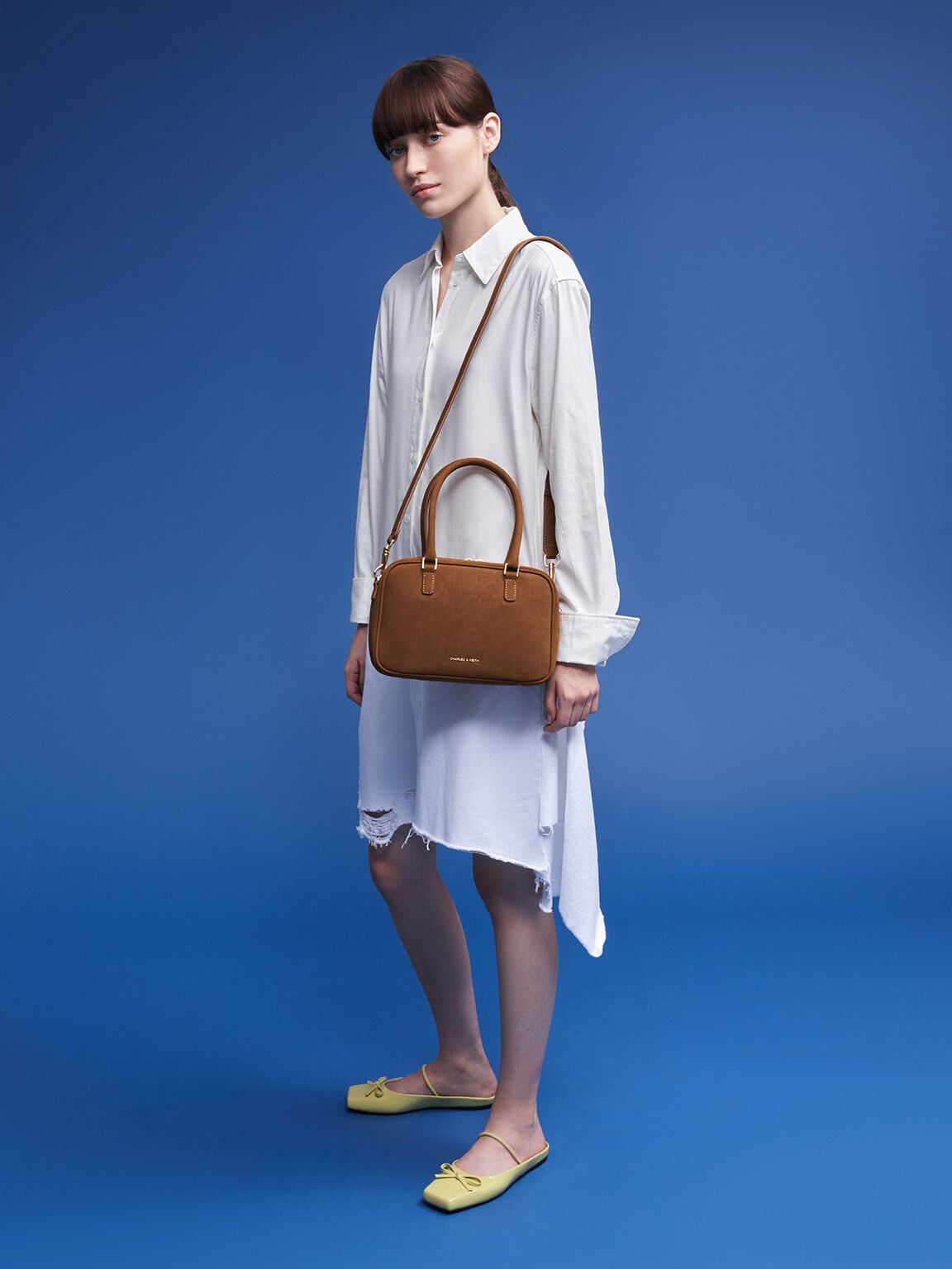 Sianna Textured Bowling Bag - Brown | CHARLES & KEITH