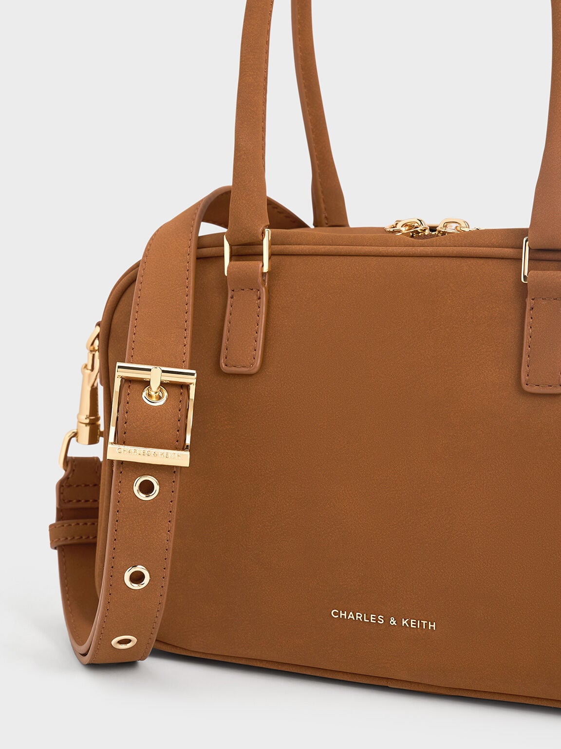 Sianna Textured Bowling Bag - Brown | CHARLES & KEITH