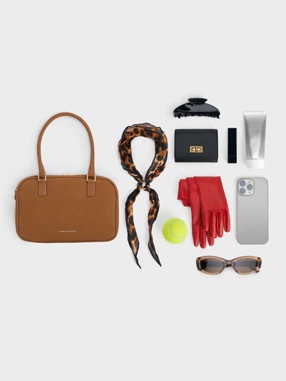 Sianna Textured Bowling Bag - Brown | CHARLES & KEITH