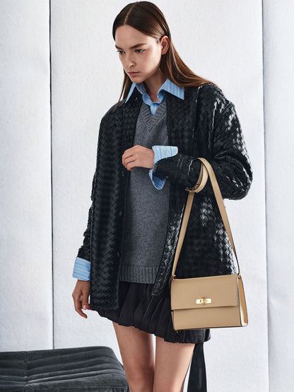 Chance Turn-Lock Crossbody Bag - Nutmeg Beige | CHARLES & KEITH