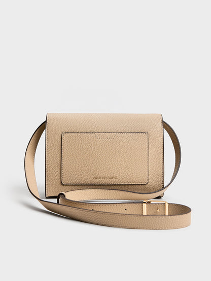 Chance Turn-Lock Crossbody Bag - Nutmeg Beige | CHARLES & KEITH