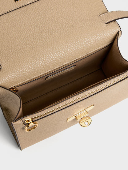 Chance Turn-Lock Crossbody Bag - Nutmeg Beige | CHARLES & KEITH
