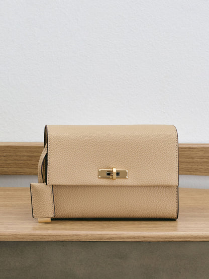Chance Turn-Lock Crossbody Bag - Nutmeg Beige | CHARLES & KEITH