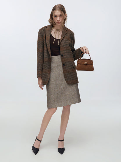Aubrielle Croc-Effect Belted Top Handle Bag - Chocolate | CHARLES & KEITH