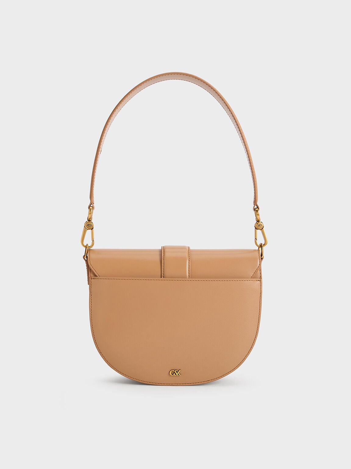 Gabine Leather Saddle Bag - Toffee | CHARLES & KEITH