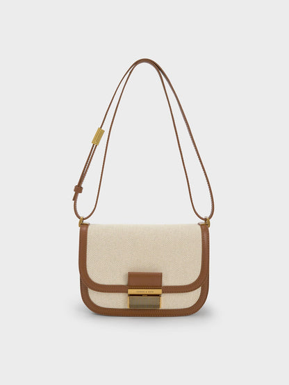 Charlot Canvas Crossbody Bag - Chocolate | CHARLES & KEITH