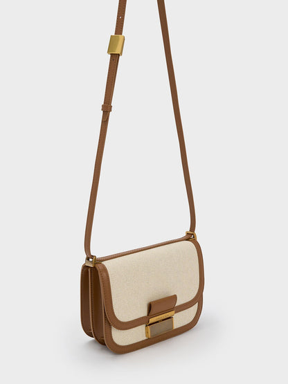 Charlot Canvas Crossbody Bag - Chocolate | CHARLES & KEITH