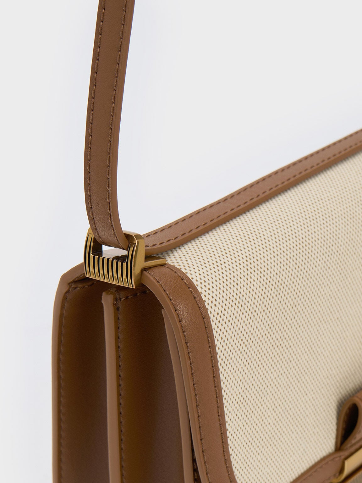 Charlot Canvas Crossbody Bag - Chocolate | CHARLES & KEITH